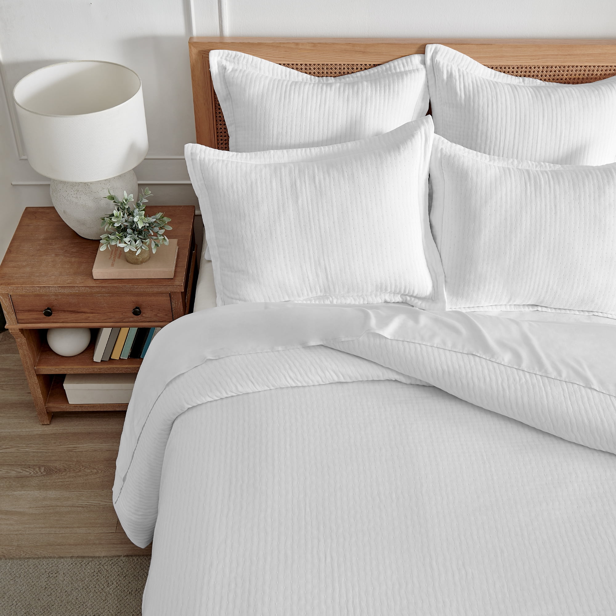 Levtex Home - Reede Muslin White Comforter Set - Twin Comforter + One Standard Pillow Case - Muslin - White - Comforter (68 x 88in.) and Pillow Case (26 x 20in.) - Cotton