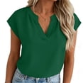 thumbnail image 2 of Edvintorg Womens Short Sleeve Tops Loose Fit Lightweight V Neck Casual Shirts Summer Clothes for Women Green XXL, 2 of 6