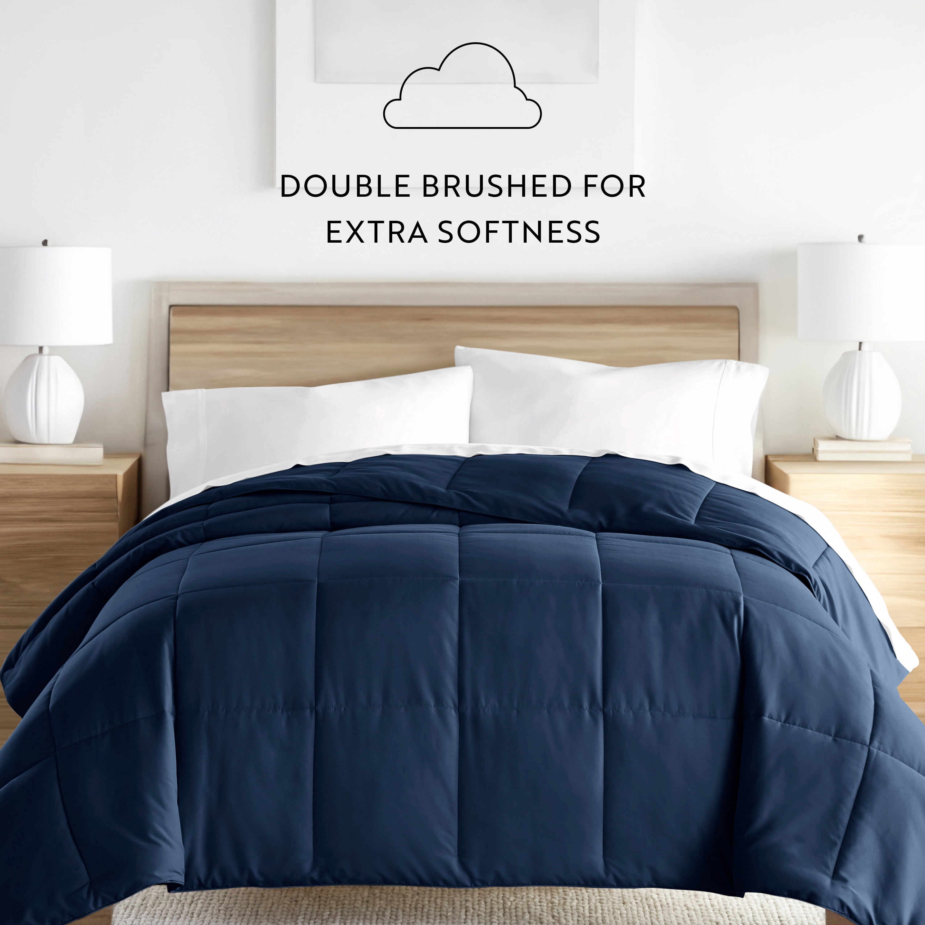 Noble Linens Navy All Season Alternative Down Solid Comforter, Twin/Twin XL