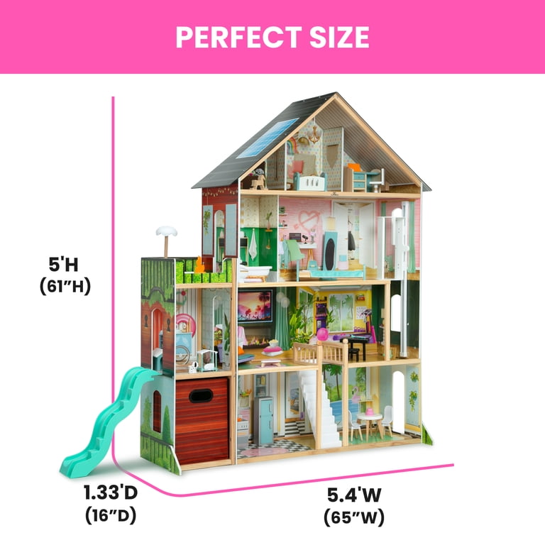 Delta Children, Dollhouse, Pink, 4-Story with 50 Accessories