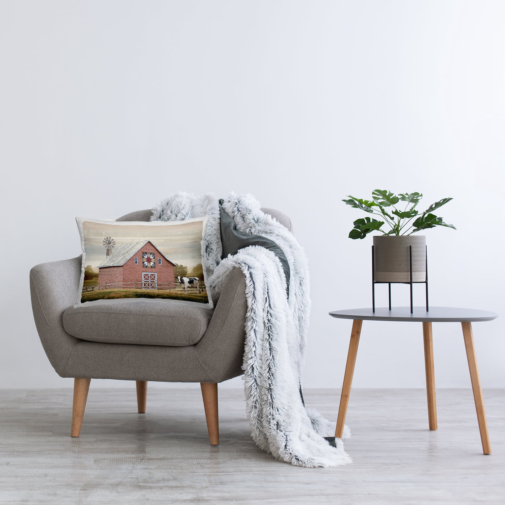 Stupell Industries Traditional Barn & Windmill Decorative Printed Throw Pillow Design by Amber Sterling.