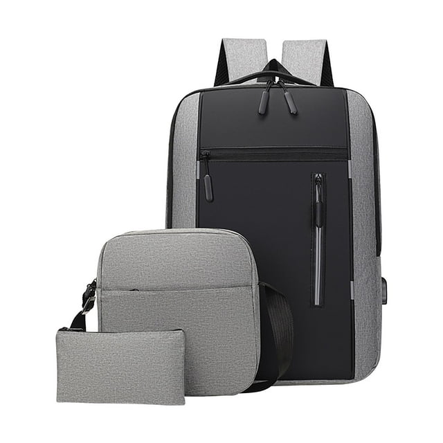 3Pcs/Set USB Charging Port Camping Travel Backpack Business Daypack