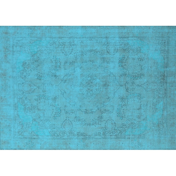 Ahgly Company Indoor Rectangle Oriental Light Blue Industrial Area Rugs, 4' x 6'