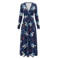 thumbnail image 4 of Tutolipy Shark Starfish Printed Dresses for Women Long Sleeve Maxi Dresses V Neck A Line Dress Wedding Guest Holiday Beach Long Dress, 2XL, 4 of 6