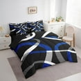 thumbnail image 3 of Feelyou Modern Minimalist Twin Bedding Sets 7pcs, Black Blue Gray White Bedding Comforter Set, Geometric Lines Sheet Sets, 3 of 8