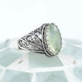thumbnail image 3 of Filigree Art Prehnite Gemstone Angel Design Woman Silver Cocktail Ring, 3 of 4