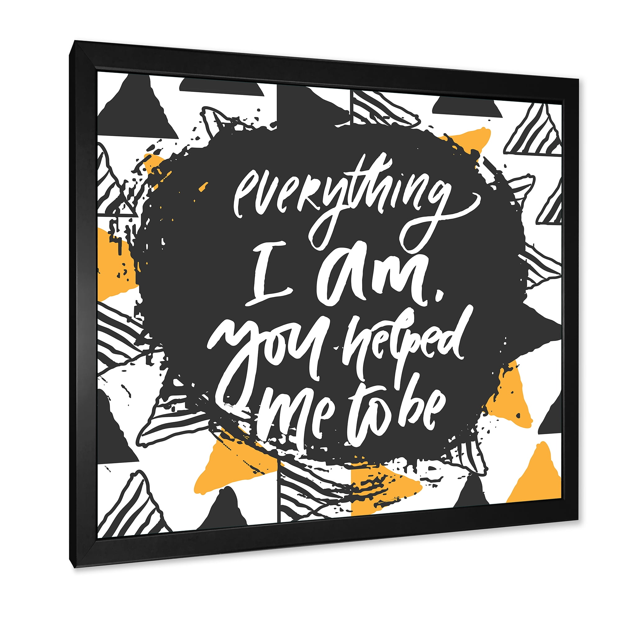 Designart 'Everything I Am You Helped Me To Be On Triangle Pattern' Mid-Century Modern Framed Art Print