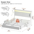thumbnail image 3 of GUNAITO Queen Size Bed Frame with Headboard and 4 Storage Drawers LED Bed Frame with USB Ports & Outlets White, 3 of 10