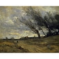 thumbnail image 3 of Corot, Jean-Baptiste-Camille 18x15 Black Modern Framed Museum Art Print Titled - A Gust of Wind, 3 of 5