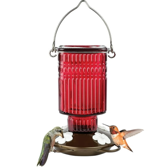Comedero colgante de vidrio para colibríes Nature's Way, 650 ml de capacidad