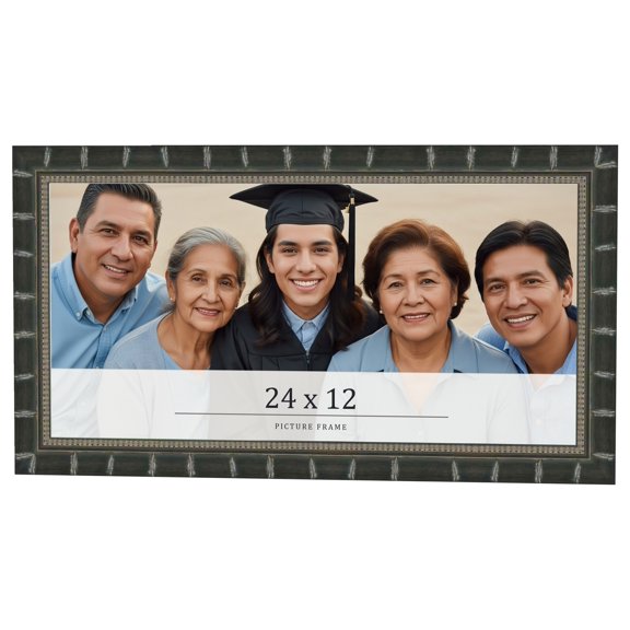 24x12 Frame Black Bamboo Solid Wood Picture Frame Width 1.5 Inches | Interior Frame Depth 0.5