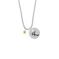 thumbnail image 2 of Delight Jewelry Goldtone Mini November - Yellow Crystal Heart Silvertone Script Initial Disc - K - Charm Necklace, 20"+3", 2 of 4
