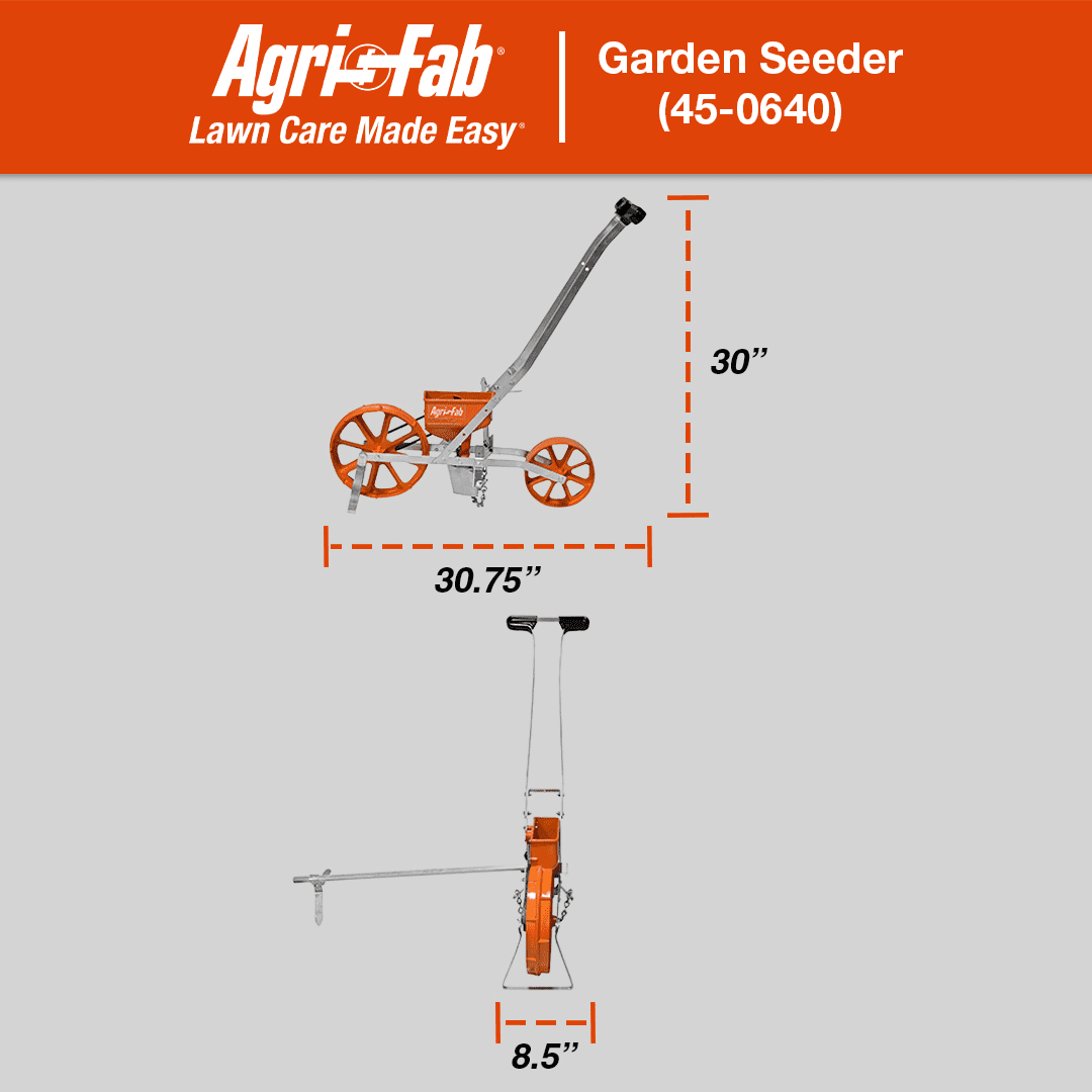Agri-Fab 45-0640 3lb Push Garden Seeder/Planter with 7 Interchangeable Seed Plates for up to 20 Types of Seeds, Rust Resistant Plow Blade, Aluminum Frame, Orange