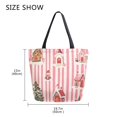 thumbnail image 5 of FORMRS Womens Canvas Tote Bag with Zipper Inner Pocket Shoulder Handbag, White Gingerbread Houses, 5 of 7