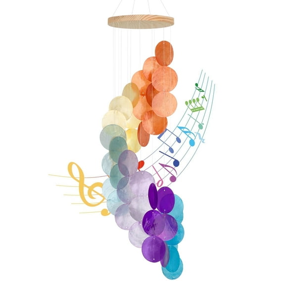 Sinkoo Seashell Wind Chimes for Outside, Handcrafted Colorful Spiral Shape Capiz Shells Windchime Coastal Style Decor for Indoor/Outdoors, Garden & Beach Hanging Decor for Wind Chimes Lovers and Mor