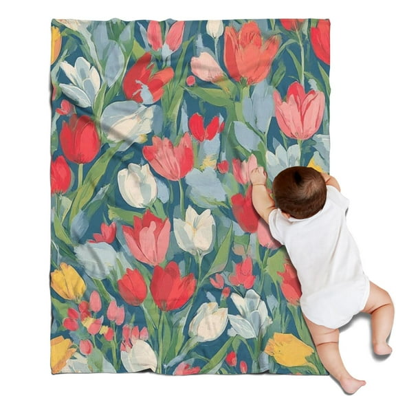 Pioneer Flower Floral Print Pattern Blanket,Comfortable Soft Flannel Throw Blanket,All Season,Warm Lightweight Blankets for Sofa Bed Couch Living Room Chair,30"x40"