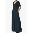 thumbnail image 3 of TheMogan Women's S~3X Soft Jersey Oversized V-Neck Short Sleeve Maxi Dress W Pocket, 3 of 6