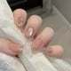 thumbnail image 1 of 24 Pcs French Tip Press On Nail Cats Eye False Nail Pearls Flowers Acrylic Nail Short Full Cover Stick on Nail, 1 of 4