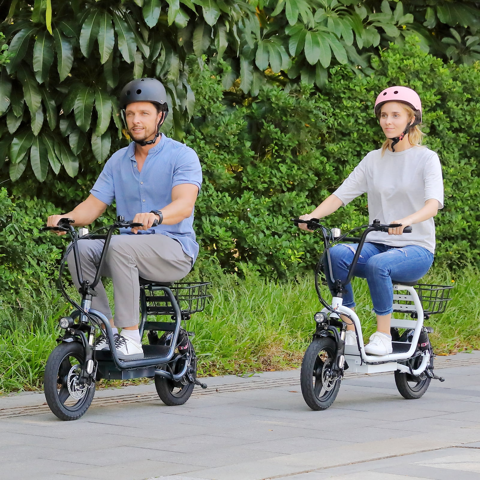 HOTEEL Peak 500W Adults Electric Scooter with Seat, 14" Off-road Tires, 3 Speeds 20 MPH Max, 15 Miles Range Folding Electric Scooter, Black