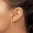 thumbnail image 3 of 14K Yellow Gold & White Rhodium Polished & Textured Twist Hoop Earrings - 22.15mm- Made In Italy, 3 of 6