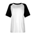 thumbnail image 4 of bnaln Women's Tops Casual Round Neck Pullover Splicing Color Short Sleeve Loose T Shirts Ladies Dressy Casual Blouses Summer Tunic Tops Plus Size Tshirts Fashion Tees Going Out, 4 of 5