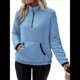 thumbnail image 1 of Sudadera Informal de con Cremallera de un Cuarto para Mujer, Larga, Ligera, Suave y Afelpada, con Bolsillos. Azul M, 1 of 8