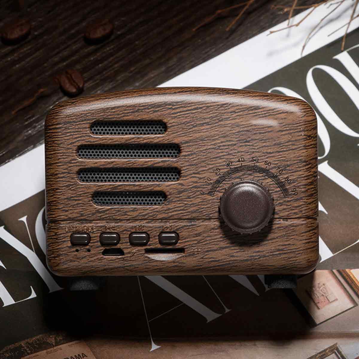 Mini Vintage Radio, Portable Retro Am Fm Support Card Receiver, Stereo Shortwave Pocket Usb Bluetooth Speaker With Rechargeable Battery Duulaya