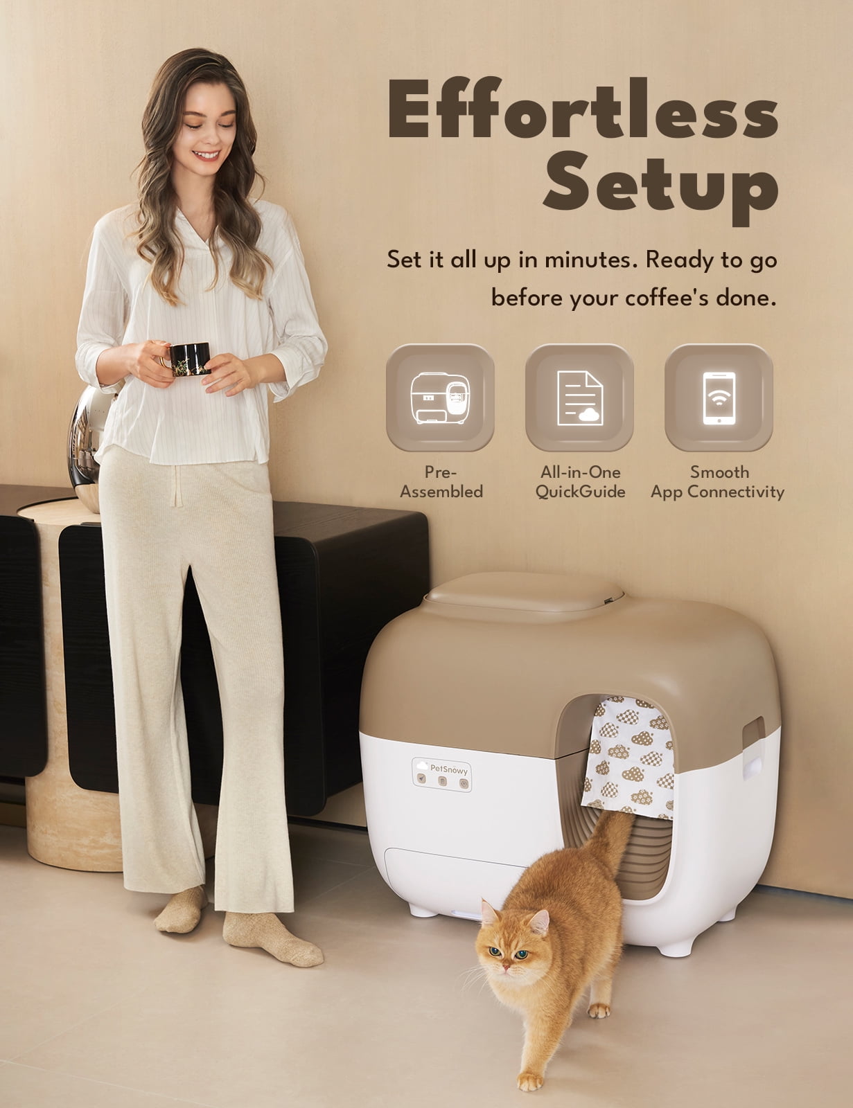 PetSnowy Auto-Packing Self Cleaning Kitty Litter Box with PetSnowy Auto-Packing Self Cleaning Kitty Litter Box with