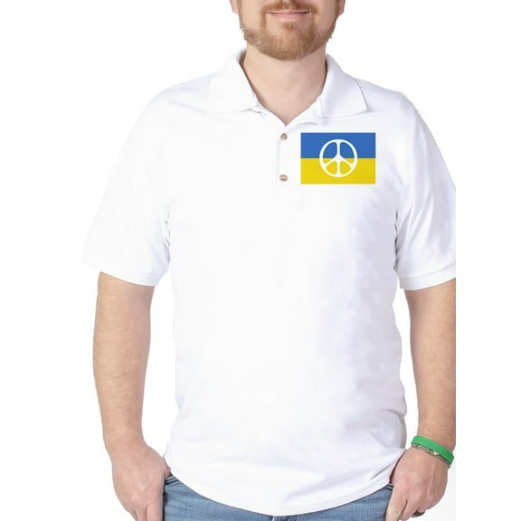 CafePress - Pray For Peace In Ukraine Golf Shirt - Golf Shirt, Pique Knit Golf Polo