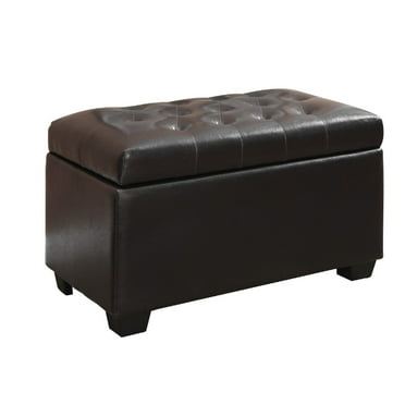 Multifunctional Tufted Storage Ottoman, Dark Brown- Saltoro Sherpi