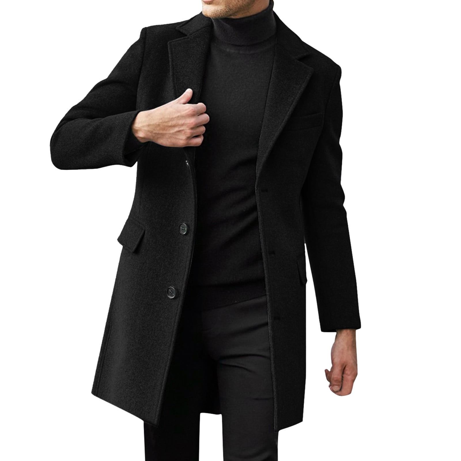 LBECLEY Mens Work Coats Men Plus Size Winter Coat Lapel Collar Long ...