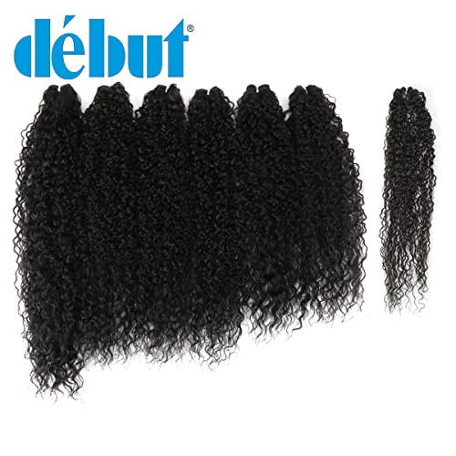 DÉBUT synthetic hair bundles weave bundles 7pcs Afro Kinky curly 22 24 26  inch 220g high temperature fiber (1B) 