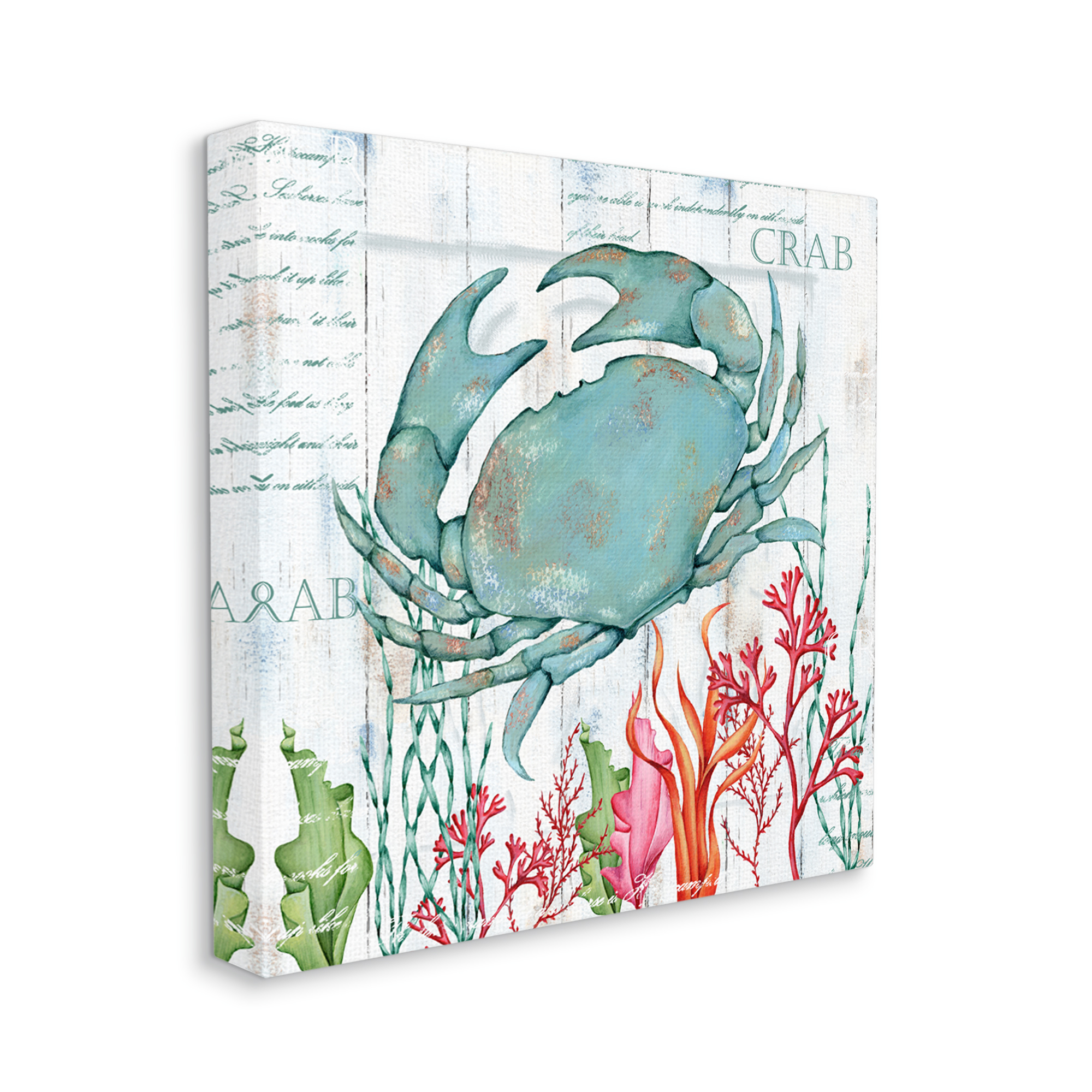 Stupell Industries Rustic Crab & Coral Animals & Insects Painting Gallery Wrapped Canvas Print Wall Art, 36 x 36
