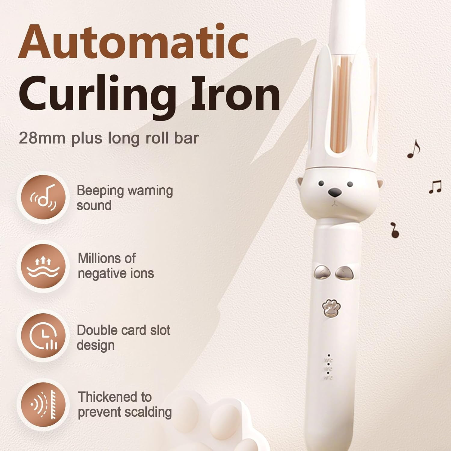 Automatic Curling Iron, Fully Automatic Curling Stick Lazy Curlings Tool, Portable Electric Ceramic Curlings Iron for Women, Large Barrel Curlings Wand for Travel
