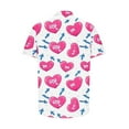 thumbnail image 3 of qucoqpe Valentine's Day Shirts for Men 2026 Spring Summer Fashion Heart Printed Turndown Neck Short Sleeve T-shirt Casual Loose Blouse Tee Tops, 3 of 5