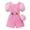 Pink, variant on GYRATEDREAM Toddler Baby Girl Romper Jumpsuit Kids Crewneck Short Puff Sleeve Cross Back Pit Strip Onesie with Bag Spring Summer Outfit Clothes Pink for 2-7Y