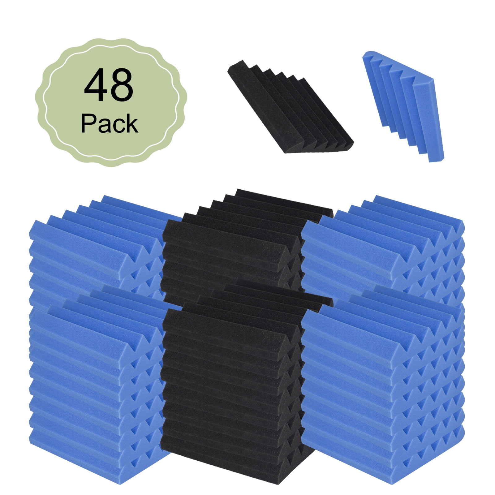 48 Pack Acoustic Wedge Studio Soundproofing Studio Foam Tiles 2x12x12