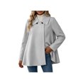 thumbnail image 3 of Zynoxe Womens Jackets With Buttons Classic Lapel Collar Winter Jackets for Women Loose Long Sleeve Mid‑Length Open Front Coat Versatile Solid Color Casual Outerwear Coat 2 Ways To Wear S, 3 of 10