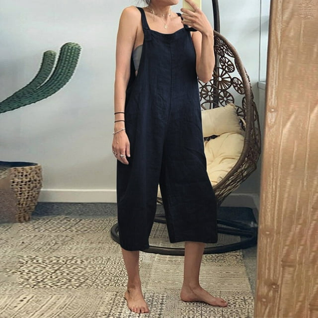 Monos vintage para mujer, tirantes ajustables para los hombros/monos de pierna ancha Irfora Aqua/Extragrande