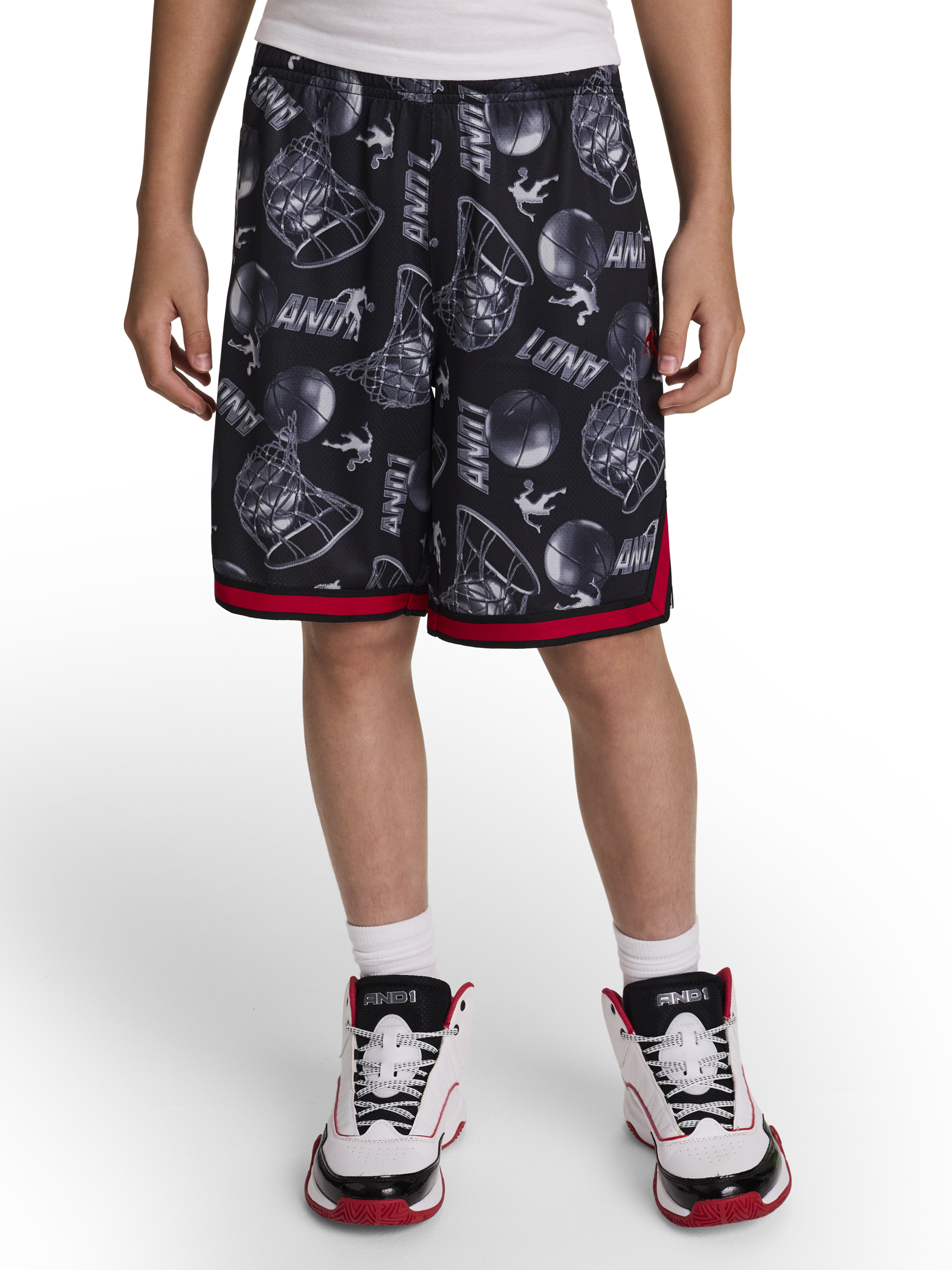 AND1 Boy's Athletic Platinum Short, 7" Inseam, Sizes 4-18