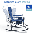 thumbnail image 2 of EVER ADVANCED Rocking Camping Chair, Portable Folding Rocker for Outdoor with Cup Holder Side Pocket and Carry Bag, Supports 300LBS, Blue&Gray, 2 of 8