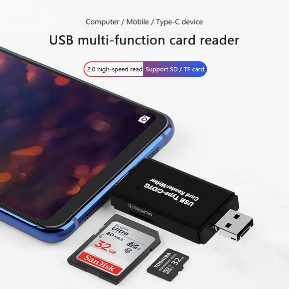 USB Type-C Card Reader for SD, Micro SD, Android Smartphones High Speed USB 2.0 480Mbps writer