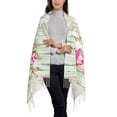 thumbnail image 2 of Sikiie Vintage Wood Background with Floral Shawl Wraps Big Scarf Tassel Fall Winter Thick Scarf Warm Shawl Women Fall Gifts, 2 of 8