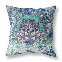 Amrita Sen Vase SunFlower Matches Suede Zippered Pillow with Insert Blue Aqua Yellow