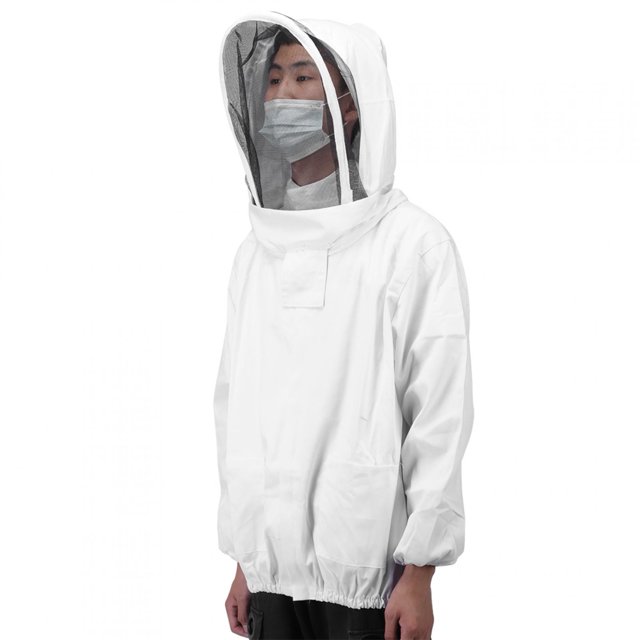 Soft Texture Breathable Beekeeping Clothing, Beekeeping Jacket, Foldable Polyester Cotton Anti- For Beekeeping Work Outdoor Fishing Anti-mite White