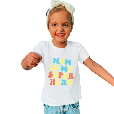 

Children Infant Girls T-shirts Letter Printed Short Sleeve Crew Neck Spring Summer Clothes Top Dailywear Party Tshirts