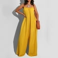 thumbnail image 4 of Jumpsuit Women Summer Sexy Backless Suspender Jumpsuit Wide Leg Pants Casual Loose Elegant Jumpsuit,Yellow Women'S Polyester Casual Pants XL, 4 of 7