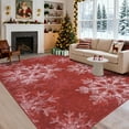 thumbnail image 4 of Yesurprise 5'x7' Christmas Snowflake Printed Area Rugs - Washable, Low Pile, Non-Slip, Soft, Red Indoor Mat for Living Room, Bedroom Holiday Decor, 4 of 8