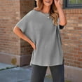 thumbnail image 4 of UQJfacai Womens Oversized Shirts Crewneck Batwing Short Sleeve Sweater Causal Tunic Tops Summer Sweaters for Women S-3XL, 4 of 7