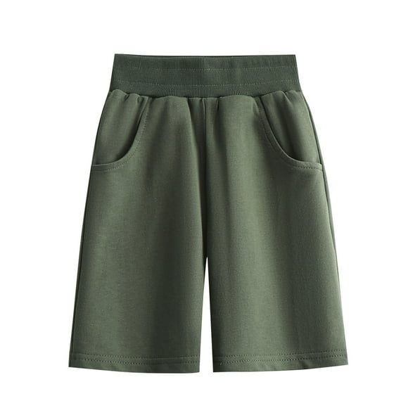 Posijego Kids Cotton Jogger Shorts for Toddler Boys Girls Solid Color Soft Active Shorts with Pockets
